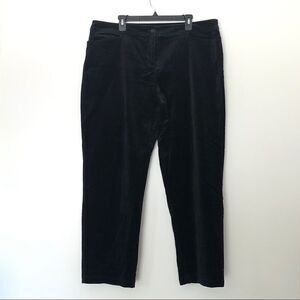 Eileen Fisher System Black Pants Velvet Velour Cotton Spandex Extra Large XL